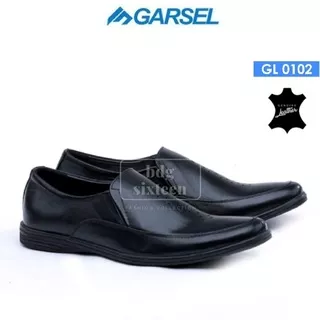 GARSEL SHOES Sepatu Pantofel Kerja Pria Kulit - Sole TPR Hitam Formal Original Asli Bandung Cibaduyut Promo Diskon Local Brand Outlet Fashion - GL 0102