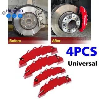 4PCS 3D Red Disc Brake Caliper Car Covers Front & Rear Kit Car Caliper Cover Accessories Universal