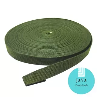 TALI WEBBING TAS KATUN 2.5 CM WARNA HIJAU TNI KT 25 TNI