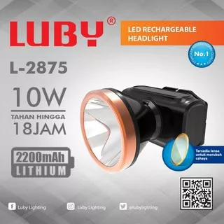 Luby Senter Kepala Super Terang LED L 2875 LAMPU PUTIH 10Watt 500 Meter 18 Jam - Hitam