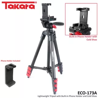 TAKARA ECO-173A Lightweight Tripod With Pouch/Tas/Bag, Holder for Hp, Smartphone, Camera,Video