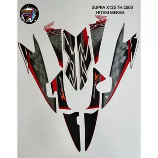 Striping honda supra x 125 tahun 2008 warna hitam merah, striping list body motor honda supra x 125 terbaik