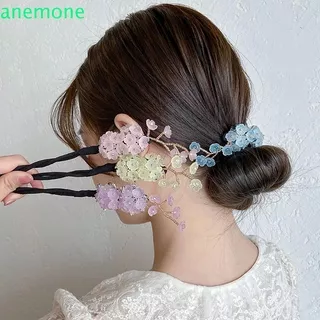 ANEMONE Fairy Hair Bun Maker Cute Hair Device Flower Ponytail Buckle Hair Accessories Meatball Head Fashion Girls Simple Korea Hairstyle Tools/Multicolor