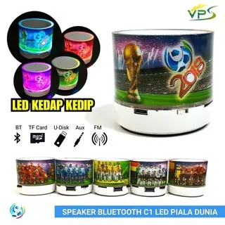 SPEAKER BLUETOOTH MINI LED LIGHT C1 MOTIF CLUB SEPAK BOLA