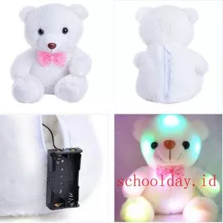Boneka Plush Stuffed Teddy Bear Lucu Lembut dengan Lampu LED Ukuran 20cm untuk Hadiah Natal Hot