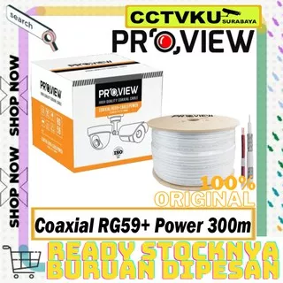 Kabel Kamera CCTV RG59 Coaxial + Power ProView Premium 300m White