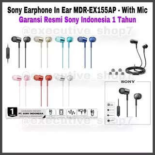 Sony Earphone In Ear MDR-EX155AP - MDR EX155AP - MDREX155AP - With Mic Garansi Resmi Sony 1 Tahun