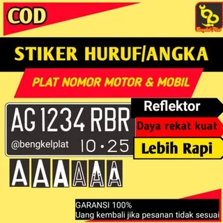 Stiker Cutting Sticker Plat Nomor Nomer Kendaraan Bermotor Motor Mobil Huruf Nyala Custom Asahi 3M