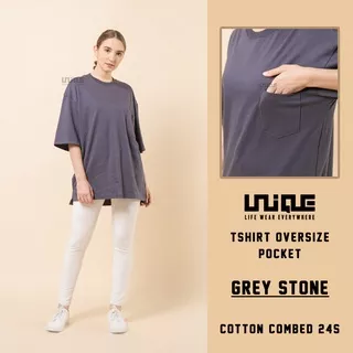 UNIQUE - (Pocket Series) Kaos Oversize Pocket Grey Stone