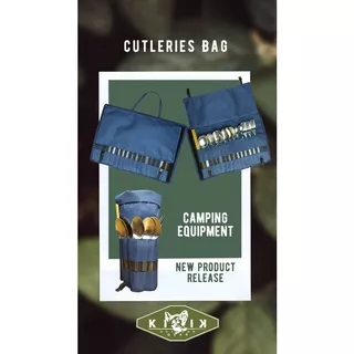 Tas Sendok garpu camping - cutleries bag - tas alat makan camping