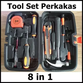 Alat pertukangan perkakas hand tools kit set 8 in 1 alat reparasi Hand tool kit set