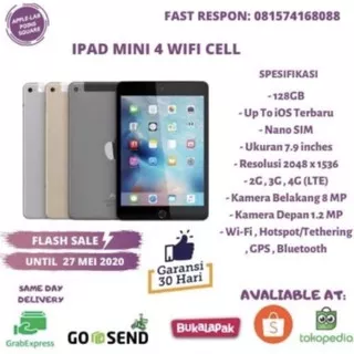 IPAD MINI 4 128GB WIFI CELL SECOND BERGARANSI