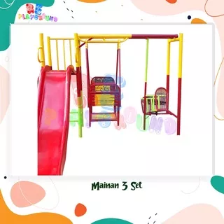 MAINAN ANAK AYUNAN PEROSOTAN JUNGKAT JUNGKIT 3 SET KOMBINASI / PLAYGROUND BESI GALVANIS