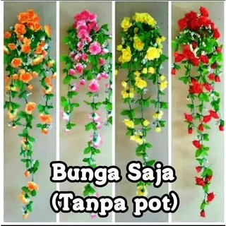 Bunga Rambat Mawar Rose Juntai Gantung Plastik Artificial Palsu/Bunga Rambat Tempel Hiasan Dinding