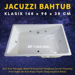 Bathtub Jacuzzi 148 x 98 x 38 Cm Klasik Termasuk Avur dan Jacuzzi atau Whirlpool dan Pump 1 Hp