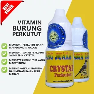 PROMO !! CRYSTAL RSJ PERKUTUT VITAMIN CAIR PENGGACOR BURUNG PERKUTUT ANGGUNGAN DERKUKU TETESKAN KE AIR MINUM