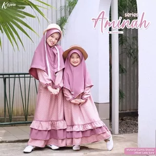 HOUSE OF KIRANA | Gamis Anak usia 2-13th Aminah Series Gamis Anak Set Hijab Syar`i Bahan Terbaik Syakila Hijab Lady Zara Motif Polkadot