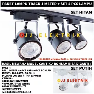 Paket lampu sorot 1 set isi 4 plus rel 1M LED Track Light Spotlight Rel Fitting MR16