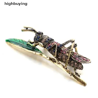 Hbid Enamel Rhinestone Grasshopper Vintage Insect Brooch Pin Sweater Gift Brooch Glory