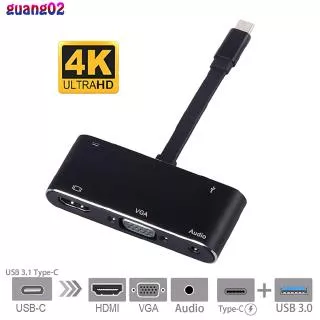 USB C to HDMI Adapter 4K 5 in 1 Type-C to HDMI/VGA Audio USB 3.0 Port+USB C Female Port PD Converter