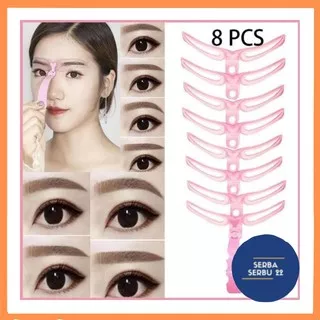 Alat Cetakan Alis Gagang 8in1 Eyebrow Template 8in1 alat cetak alis / Alat Bantu Cetak Alis isi 8pcs