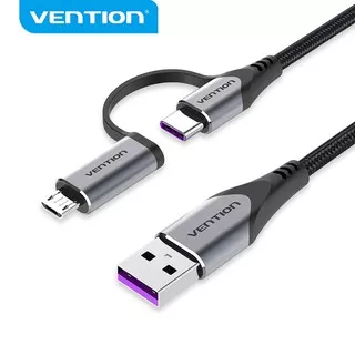 Vention Type C Cable 2 in 1 Charging Cable Micro B / USB C Fast Charge 3A High Speed 480Mbps Multi-Function Data Sync Cable for Cellphone