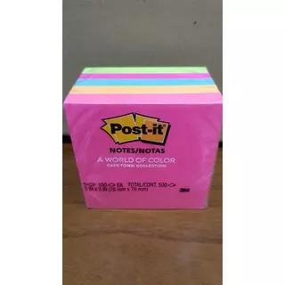 post it 654-5pk merk 3M warna neon / memo tempel warna warni