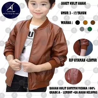 Jaket Kulit anak laki-laki / perempuan model Bomber Bahan Vienna 100%