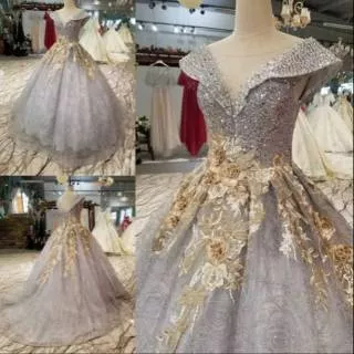 Gaun Pengantin Sabrina/Gaun Pernikahan Silver