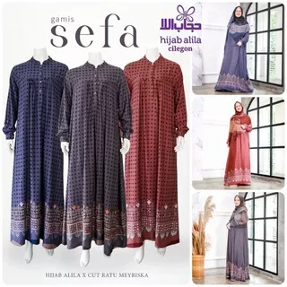 NEW!!! Gamis Sefa BY HIJAB ALILA Dress Motif bahan Kazumi Twill Super Adem Tidak Terawang