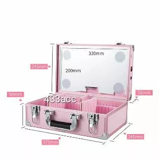 BOX MAKEUP LAMP LED PVC Stainless Steel / Tas makeup MUA / Koper Makeup / Tas koper