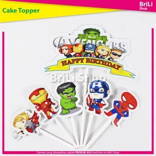 Cake Topper HAPPY BIRTHDAY Avengers Hiasan Kue Ultah Ulang Tahun Avenger Captain America Iron man