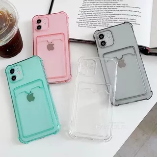 Ultra Thin Clear Phone Case For Apple Card Slot Casing For iPhone 6 6S Plus 13 Mini 13 Pro Max XR XS MAX Simple Transparent Card Holder Put Photos Wallet Candy Solid Color TPU Shockproof Smooth Ultra Slim 4 Corners Shock Resistant Soft Cover