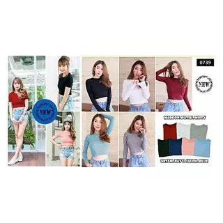 Key - 0738 Basic Crop Top Pendek & Panjang / Atasan Wanita Crop / Kaos Crop Pendek