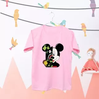 Kaos Wanita Lengan Pendek Bape Mickey Warna Pink - ELLIPSES.INC TUMBLR TEE / T-SHIRT