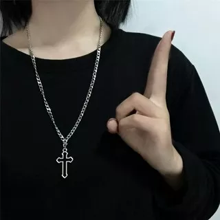 Korea Dark Gothic Cold Wind Luoshen Cross Pendant Chain Necklace