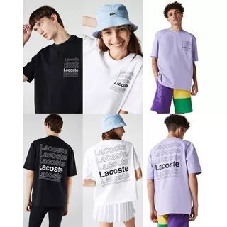 Lacoste L!VE Crew Neck Loose Print Cotton T-shirt - Kaos Printing Unisex