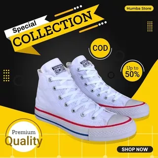 2.2 Diskon Sepatu CONVERSE ALL STAR CLASSIC HIGH PUTIH POLOS Pria Wanita Sepatu Sekolah Sepatu Convers