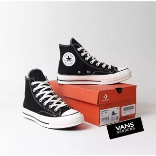 CONVERSE CHUCK TAYLOR ALL STAR 70S HIGH BLACK WHITE EGRET, HITAM PUTIH, %100 PREMIUM 1:1 IMPORT, SEPATU CONVERSE PRIA WANITA, SNEAKER CONVERSE