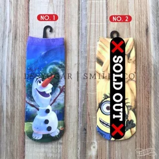 KAOS KAKI KARAKTER PRINTING MINION DISNEY OLAF FROZEN ANAK LAKI-LAKI PEREMPUAN CEWE COWO IMPORT