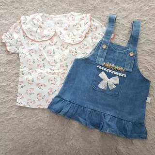 baju bayi import flower overall jeans