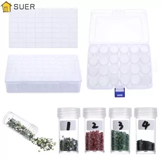 SUER 6/24/60PCS DIY Bead Storage Container Cross Stitch Storage Box Diamond Painting Drill Bottles Embroidery Empty Bottle Lables Plastic Diamond Painting Accessories