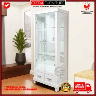 Lemari Hias pajangan Kaca 2 Pintu Minimalis | Bufet cristal Duco - VR