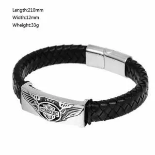 Gelang Pria Kulit Harley Davidson Titanium