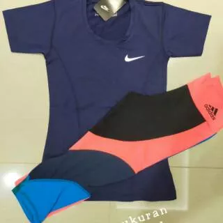 Stelan Baju Senam NIKE Sport  bahan Spandex IMPORT 3/4