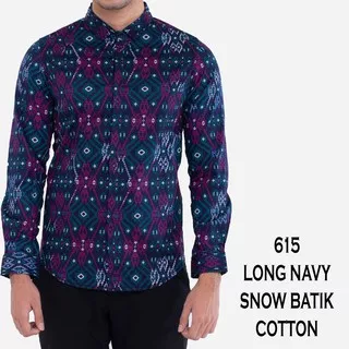 615 & 615a Kemeja Pria Baju Batik Lengan Panjang Motif Songket Navy Long Batik Navy Songket Snow Slimfit