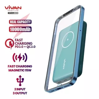 VIVAN Powerbank 10000 mAh VPB-W12 Wireless 3 Output Fast Charging 20W QC3.0 PD Support iPhone 13