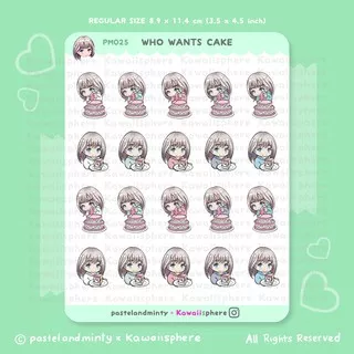 Who Wants Cake | Planner Ring Binder Sticker PM025 | Pastelandminty x Kawaiisphere