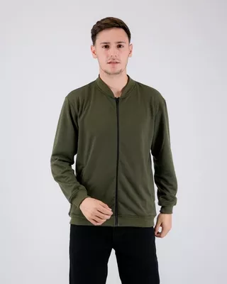 LIVEHAF - Fuzy Terry Bomber Jacket Green Army