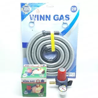 SET W-181M Meter High Pressure Regulator Gas Winn Gas + Selang Gas FLEXY 1,8Mtr